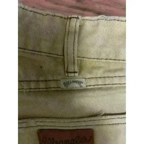 Billabong X Wrangler Shorts Wom 28 Faded Yello Denim High Rise Cut Off Jean Fray - Picture 4 of 5